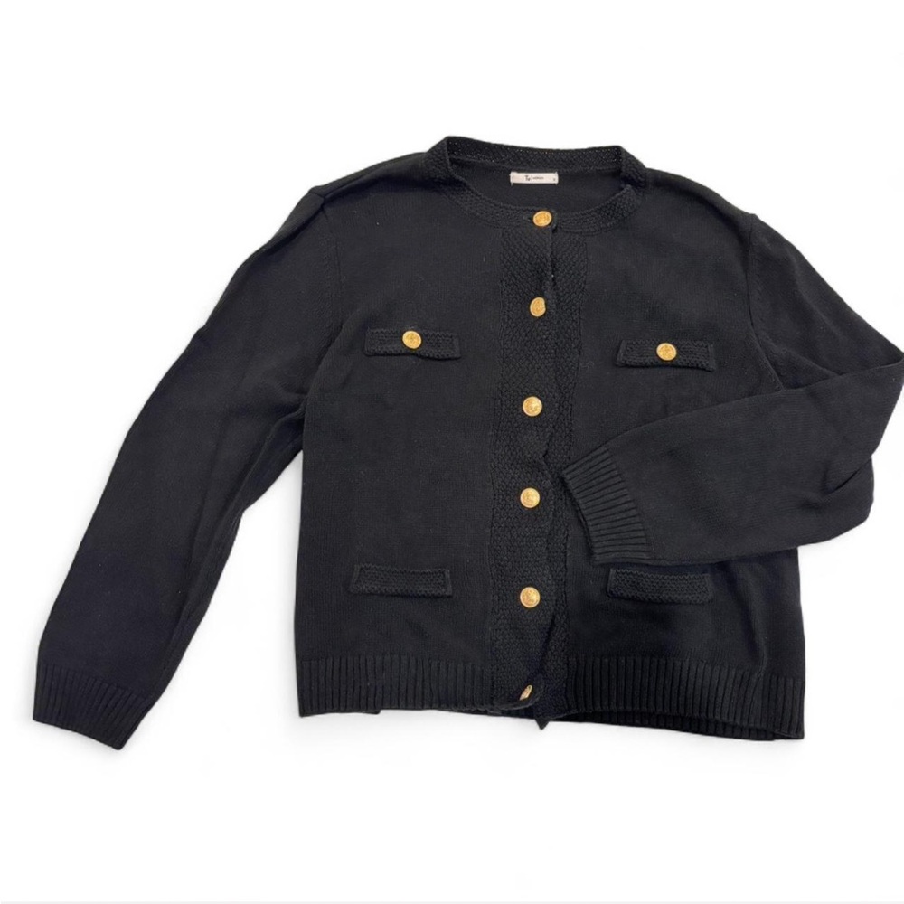 Black Sweater with Gold Buttons